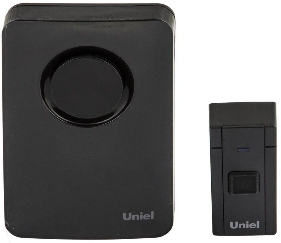 Звонок беспроводной дверной UNIEL UDB-014W-R1T1-36S-100M-BL, 36 мелодий, на батарейках, черный  #1