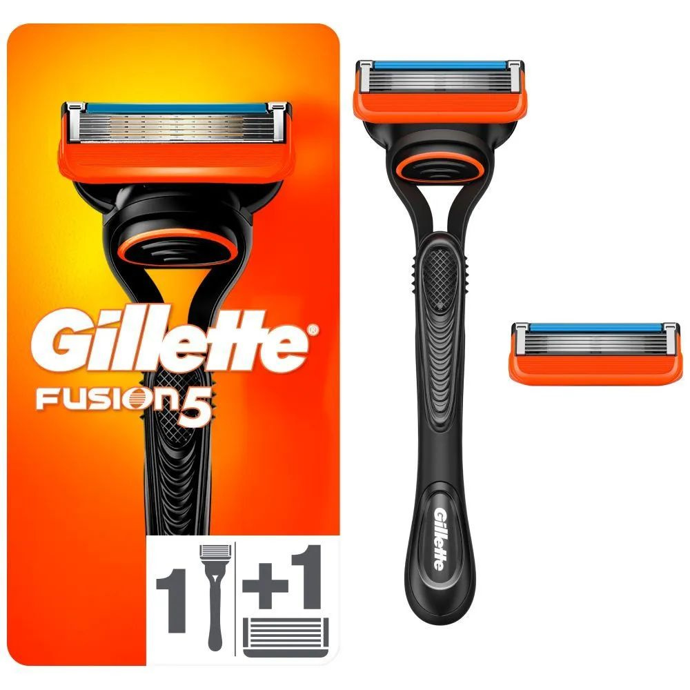 Бритвенный станок для мужчин Gillette FUSION 5 + 2 кассеты в комплекте ...