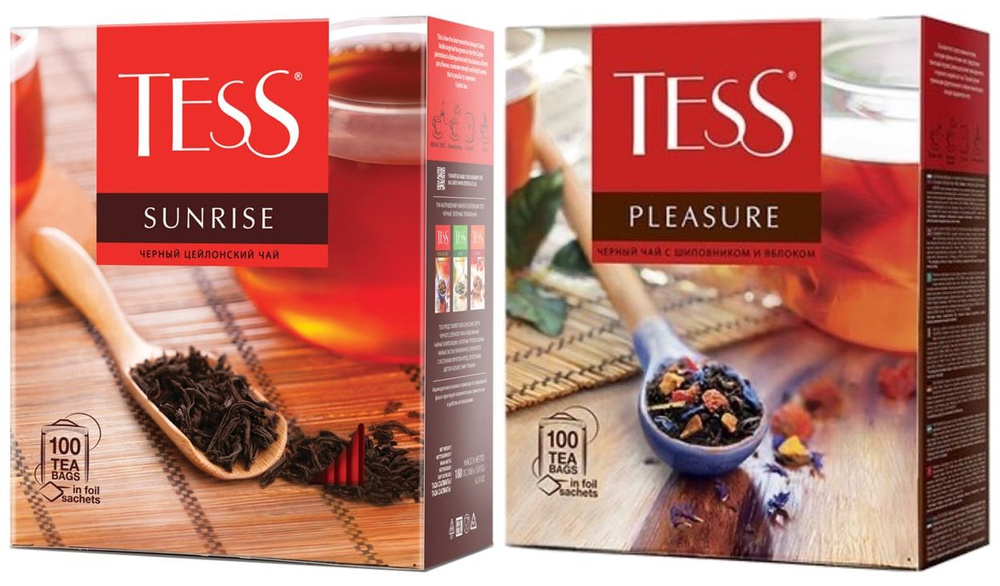 Чай в пакетиках Tess набор (Sunrise + Pleasure), 2 пачки по 100 пакетиков  #1