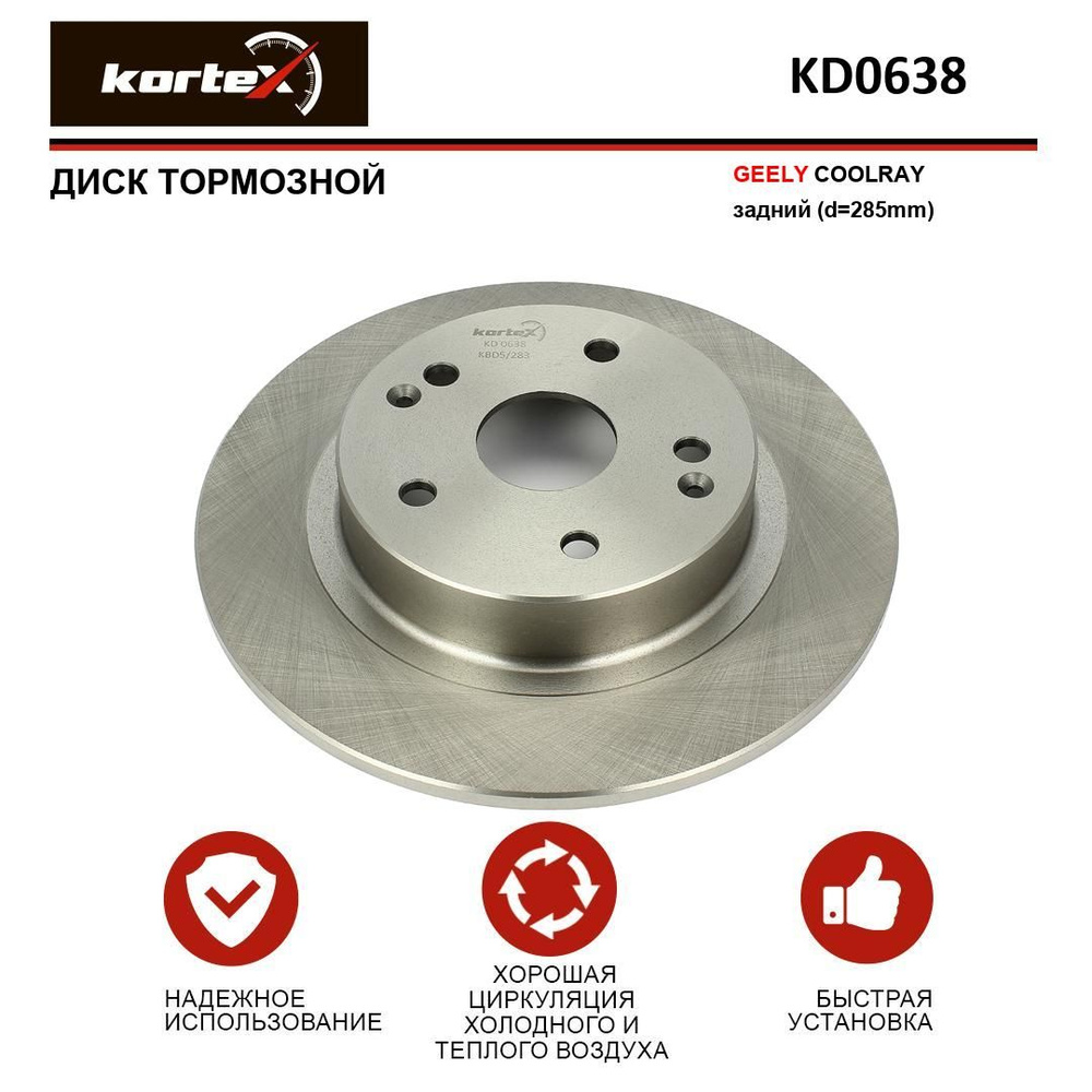 Диск тормозной Kortex для GEELY COOLRAY задний (d 285mm) - купить по ...