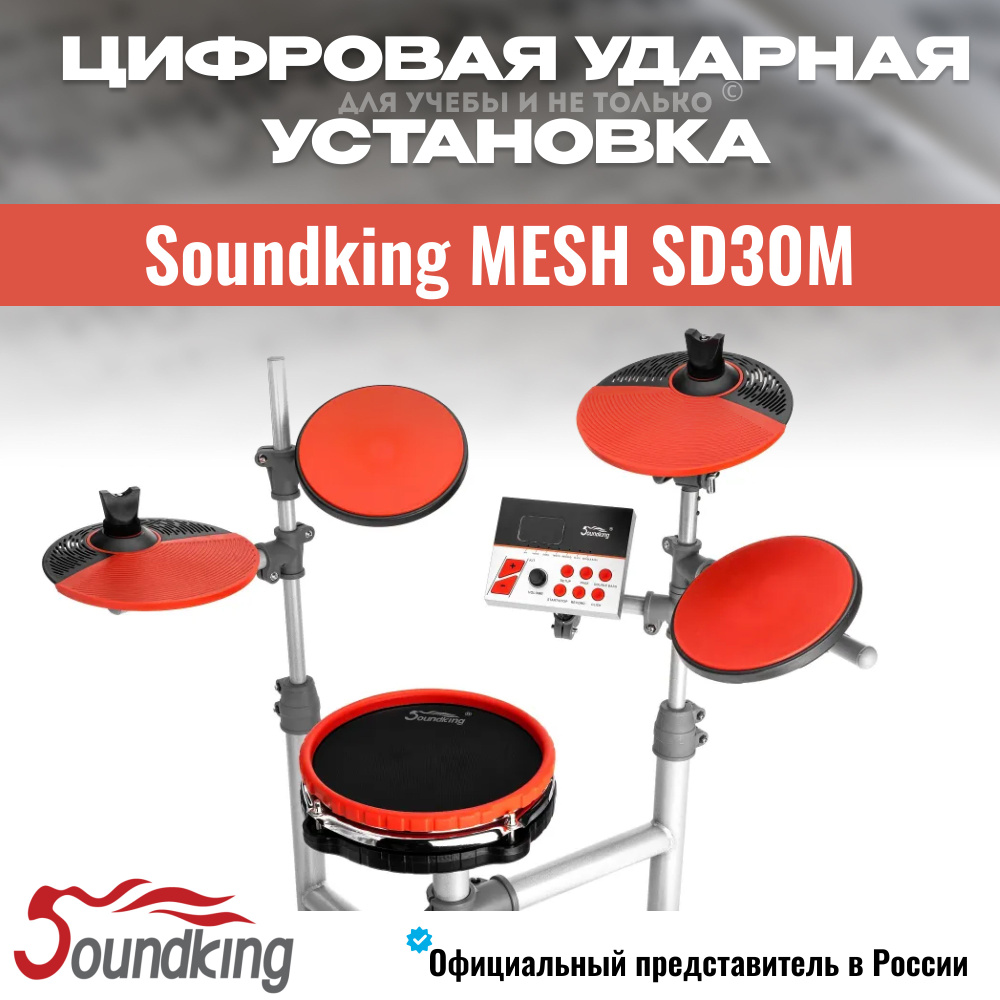 Ударная установка электронная цифровая, Soundking MESH SD30M, электронные  барабаны - купить с доставкой по выгодным ценам в интернет-магазине OZON  (764075163)