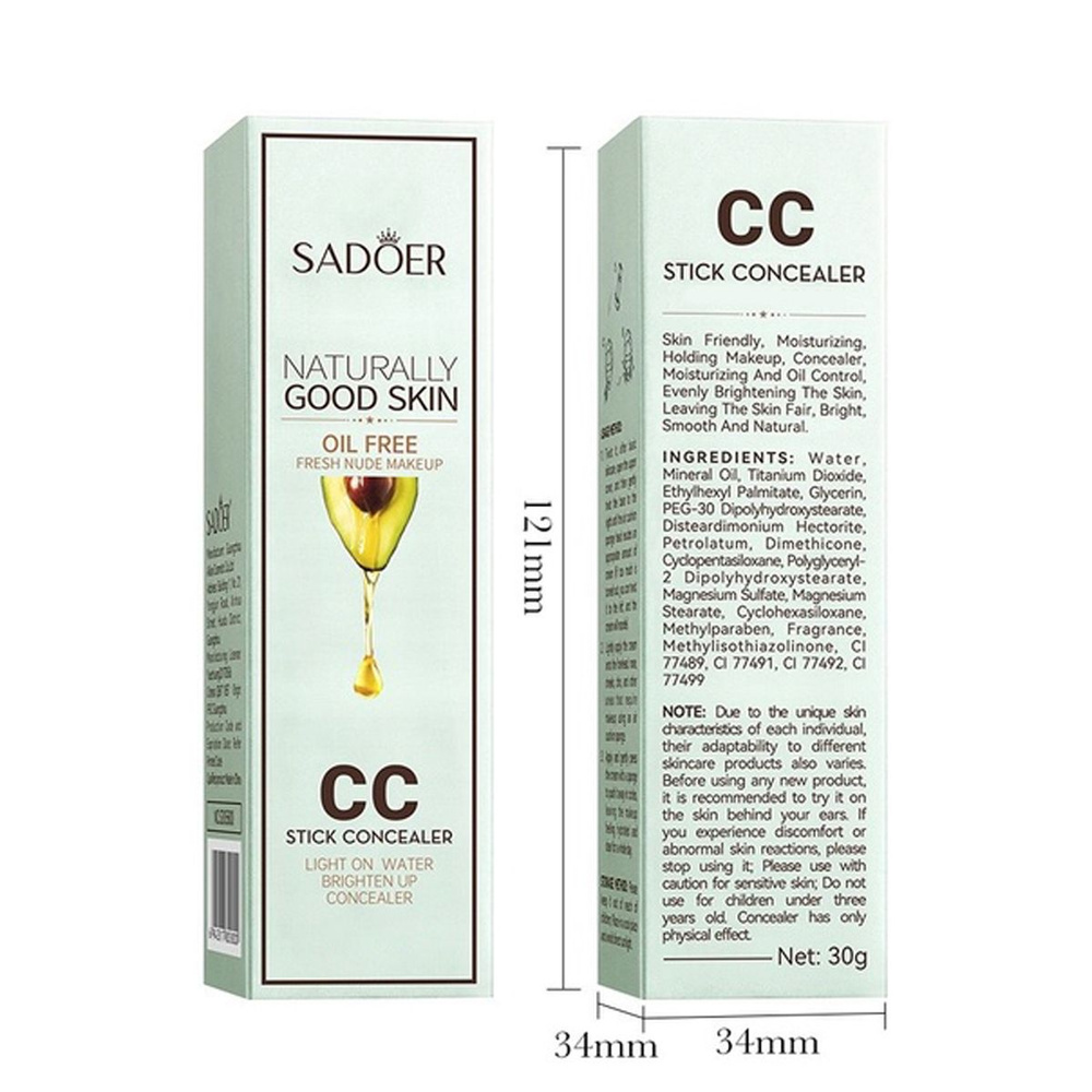 Стойкий консилер-стик с аппликатором Sadoer CC Stick Concealer 30 мл  #1