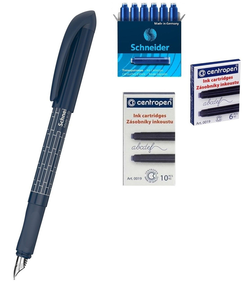 Ручка перьевая Schneider Easy navy, темно-синий корпус + Картриджи CENTROPEN и SCHNEIDER, art. 288  #1