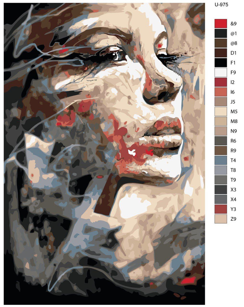 Картина по номерам U-975 "Портрет лица красивой девушки" 70x110 см ...