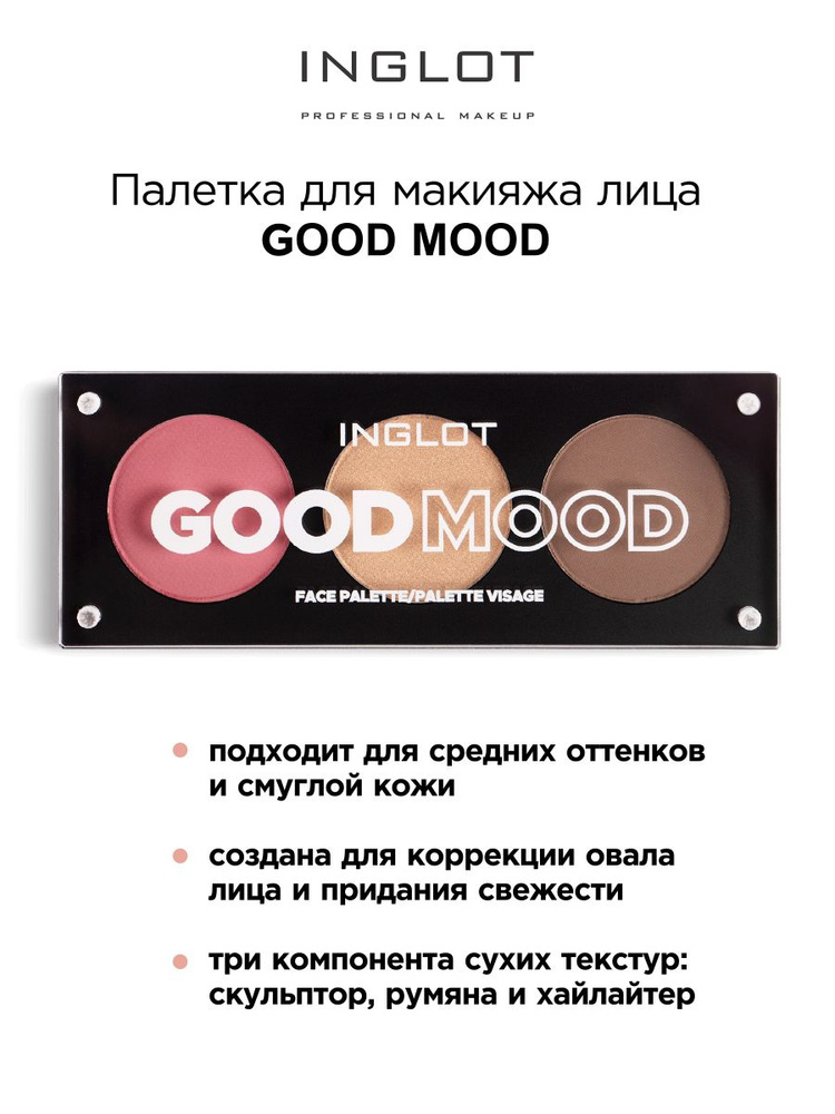 INGLOT Палетка для макияжа лица Palette Face Good Mood румяна, скульптор, хайлайтер  #1