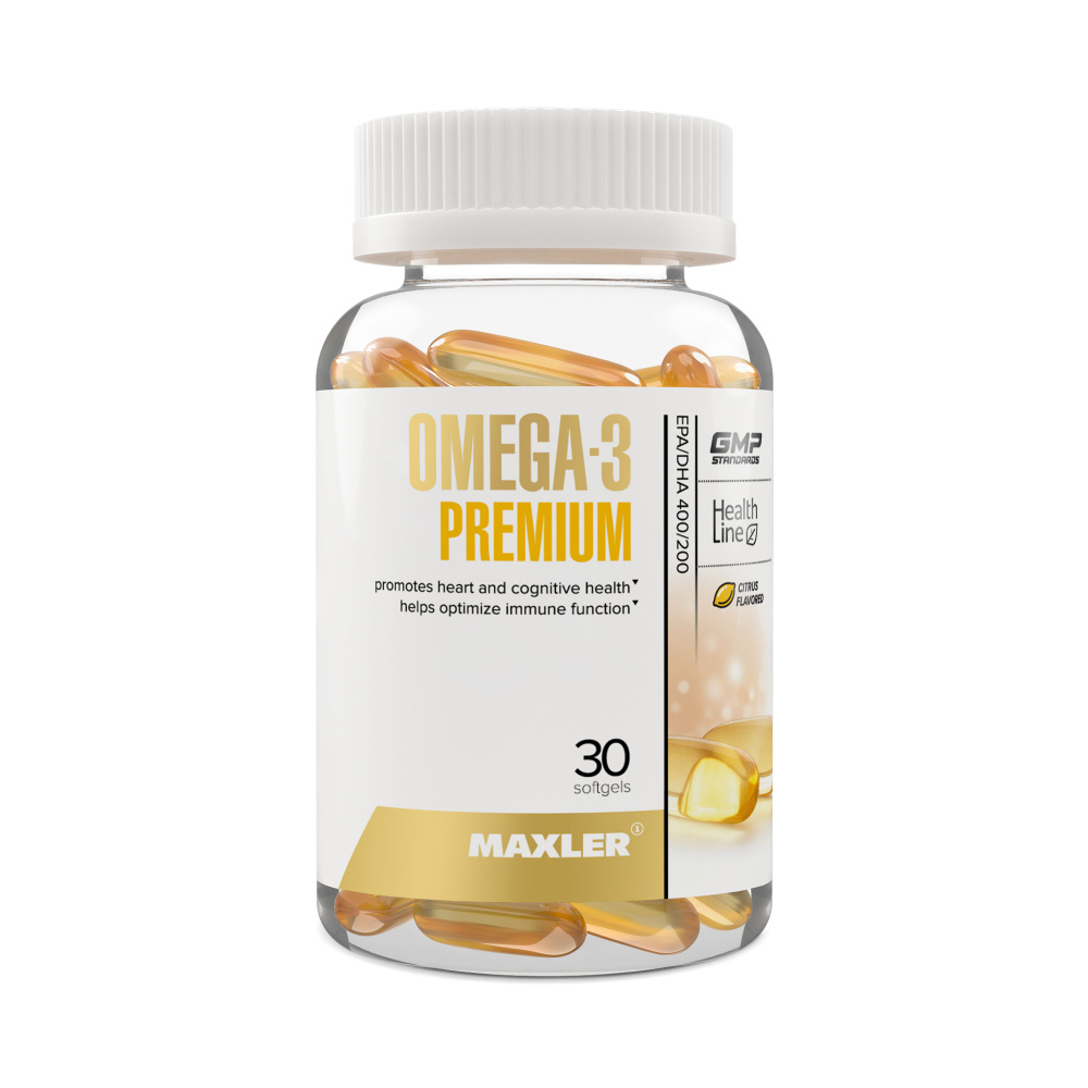 Жирные кислоты Омега-3 в капсулах Maxler Omega-3 Premium 30 шт. Цитрус ...
