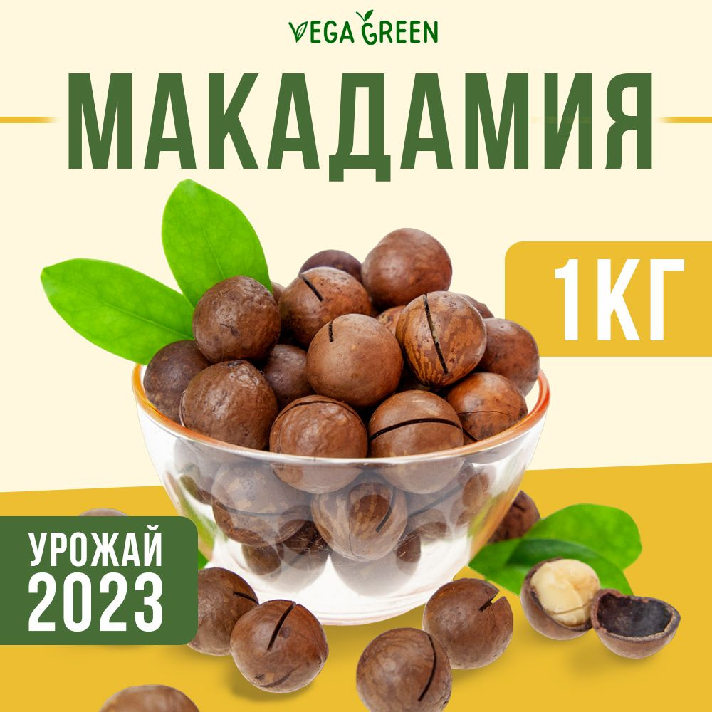 Макадамия в скорлупе, 2 ключа в комплекте, VegaGreen, орех неочищенный в  ванильном сиропе, ЮАР, 1 кг/1000г