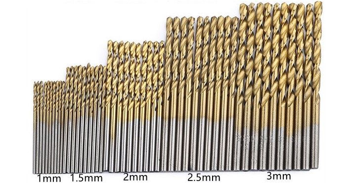 Набор сверл по металлу 50 шт, 1-3мм. Высокоуглеродистая быстрорежущая сталь с титановым покрытием  #1