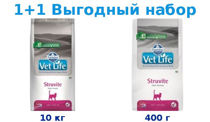 Ветеринарный корм, Farmina Vet Life Struvite курица 10 кг + Farmina Vet ...