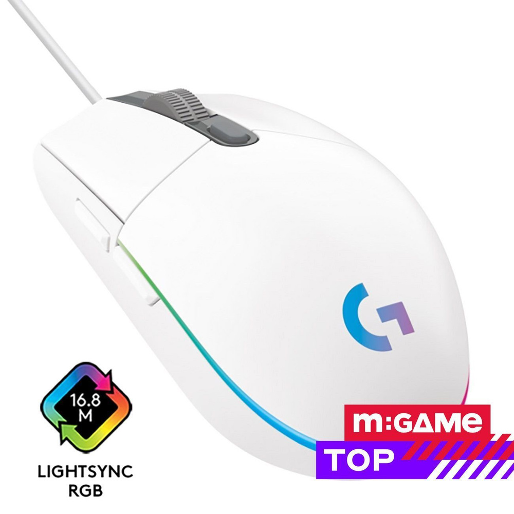 Игровая мышь проводная Logitech G102 LightSync White  2005017343414,6920377911706,97855156013, белый - купить по выгодной цене в  интернет-магазине OZON (808108749)