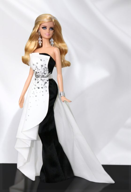 Barbie Beaded Gown Black and White