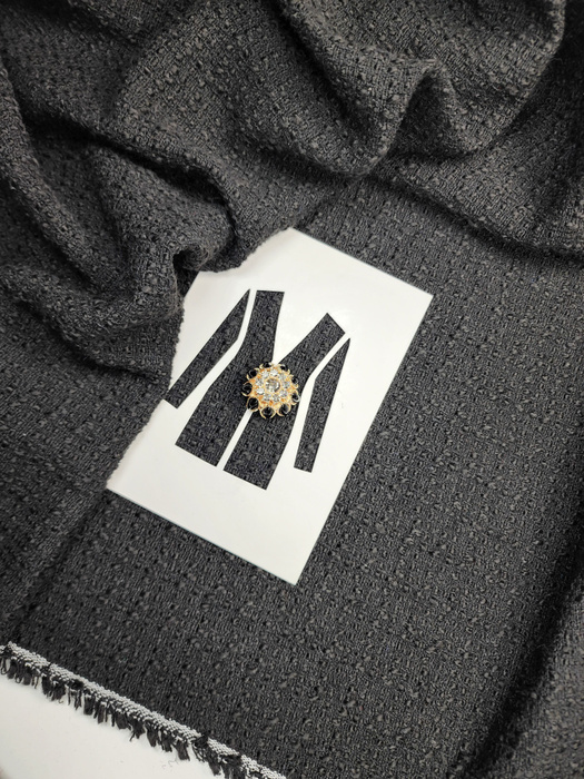 Ткань твид черный рельефный, 1 метр - купить с доставкой по выгодным ...