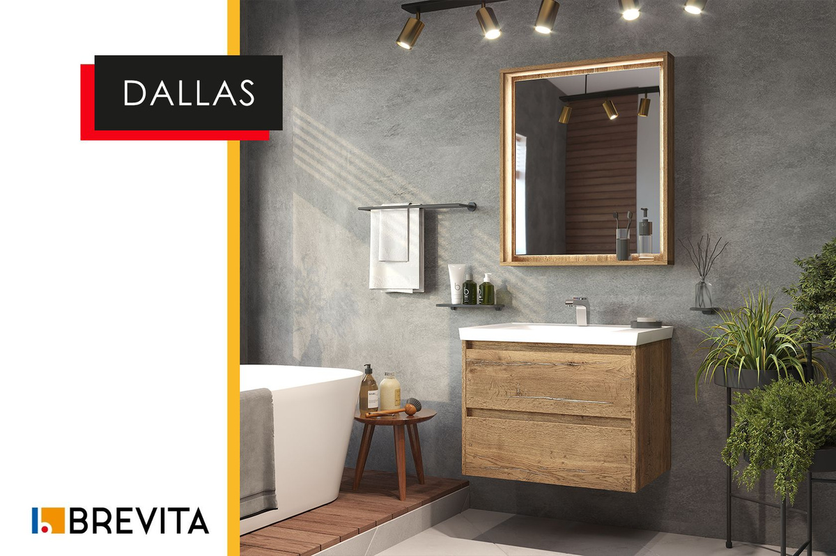 Коллекция мебели для ванной Brevita Dallas в интерьере 