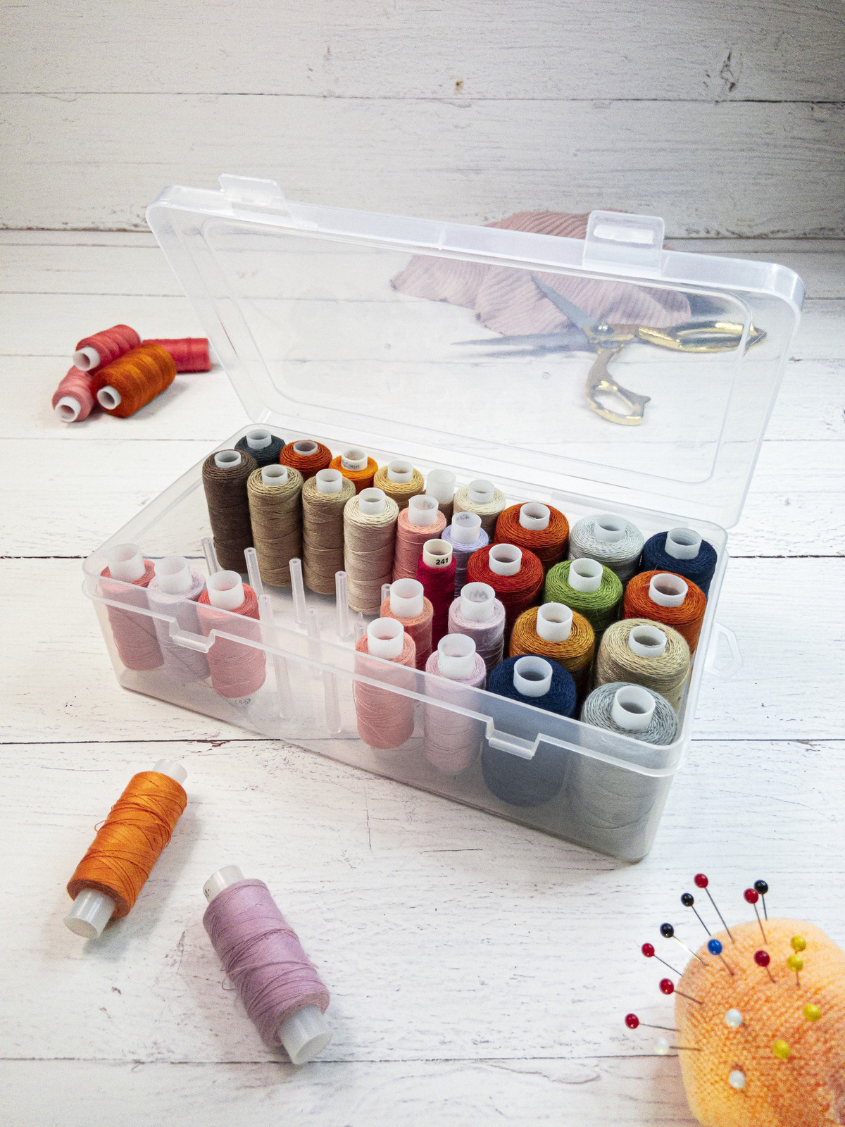 Органайзер для хранения ниток / Контейнер для рукоделия / Шкатулка для ...