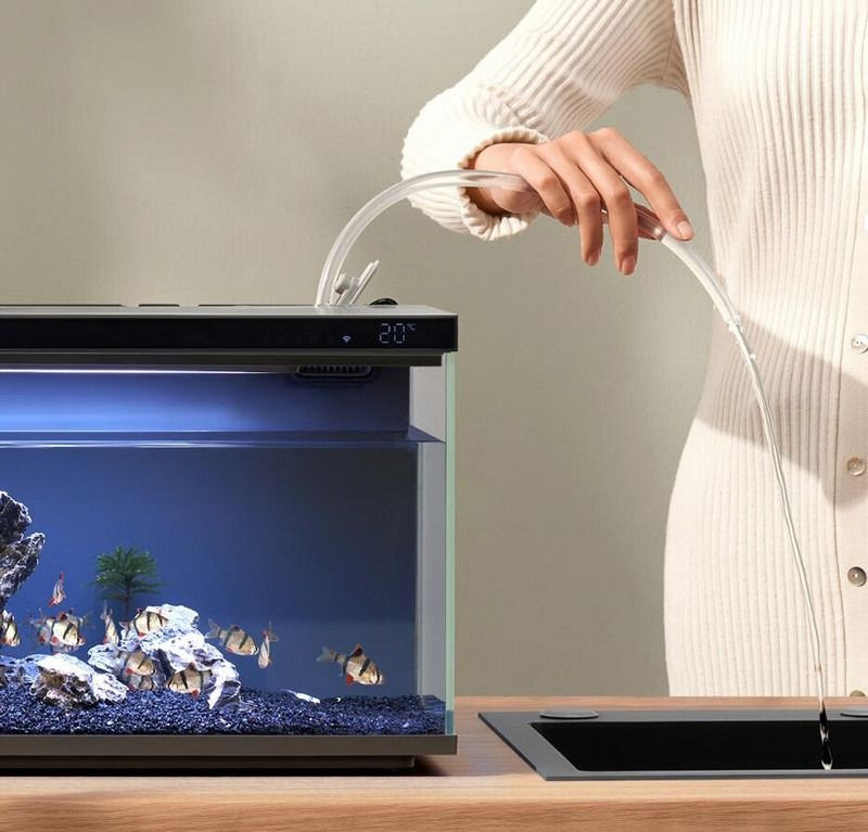 умный аквариум xiaomi mijia, mijia smart fish tank, аквариум xiaomi 100 литров, аквариум ксяоми с подсветкой