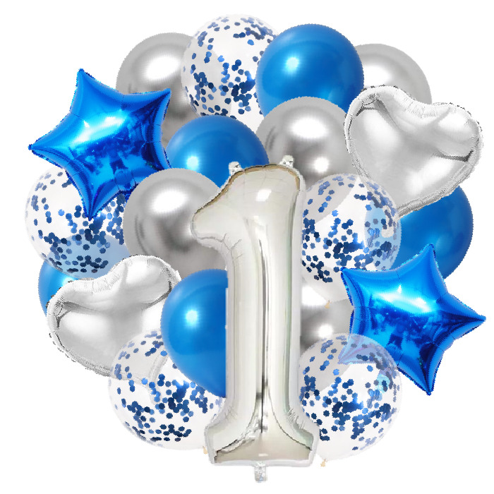 Набор воздушных шаров на день рождения 1 год для мальчика + шар цифра 1надувная серебряная + свеча для торта 1 синяя, Lockyer - купить винтернет-магазине OZON с доставкой по России (312536814)