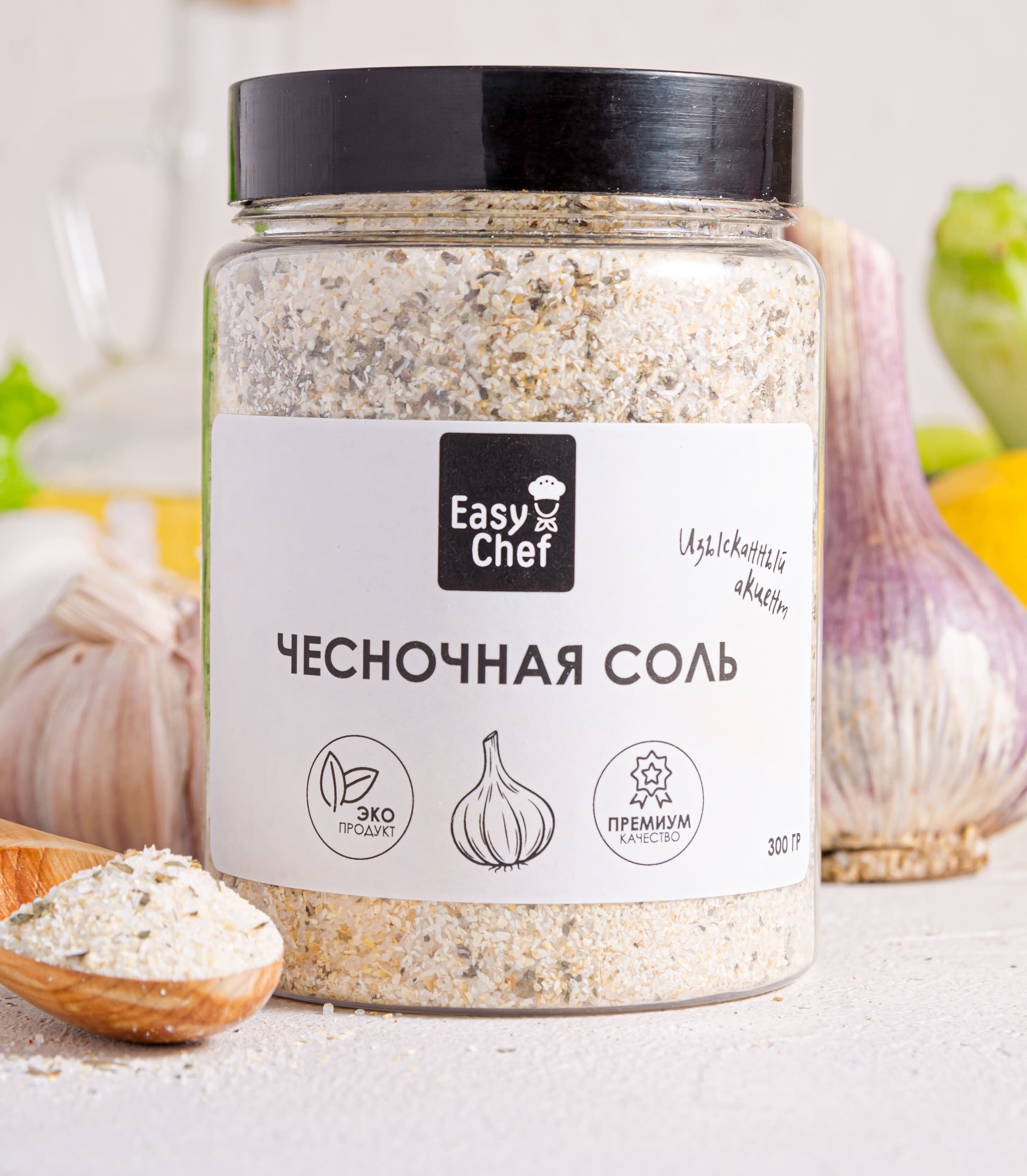 Приправа "Чесночная соль" от EasyChef 300г (300мл), морская соль