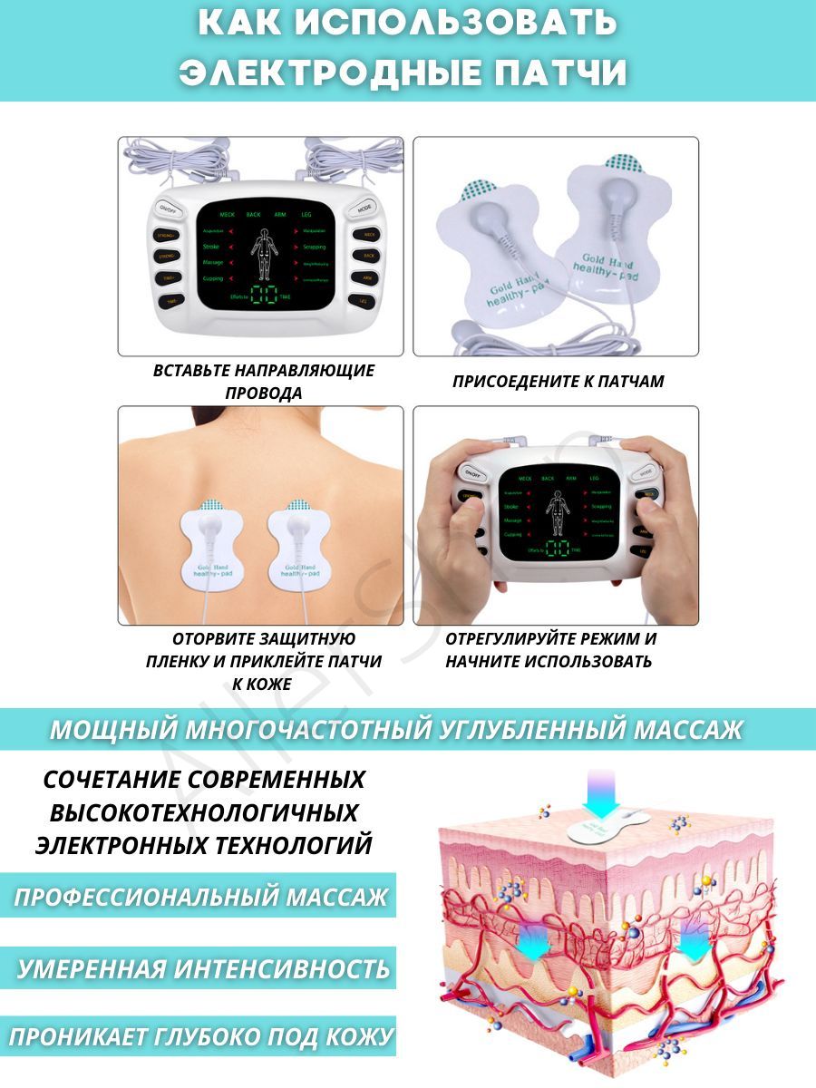 Электромиостимулятор для всего тела + стимуляция пяток, миостимулятор ...