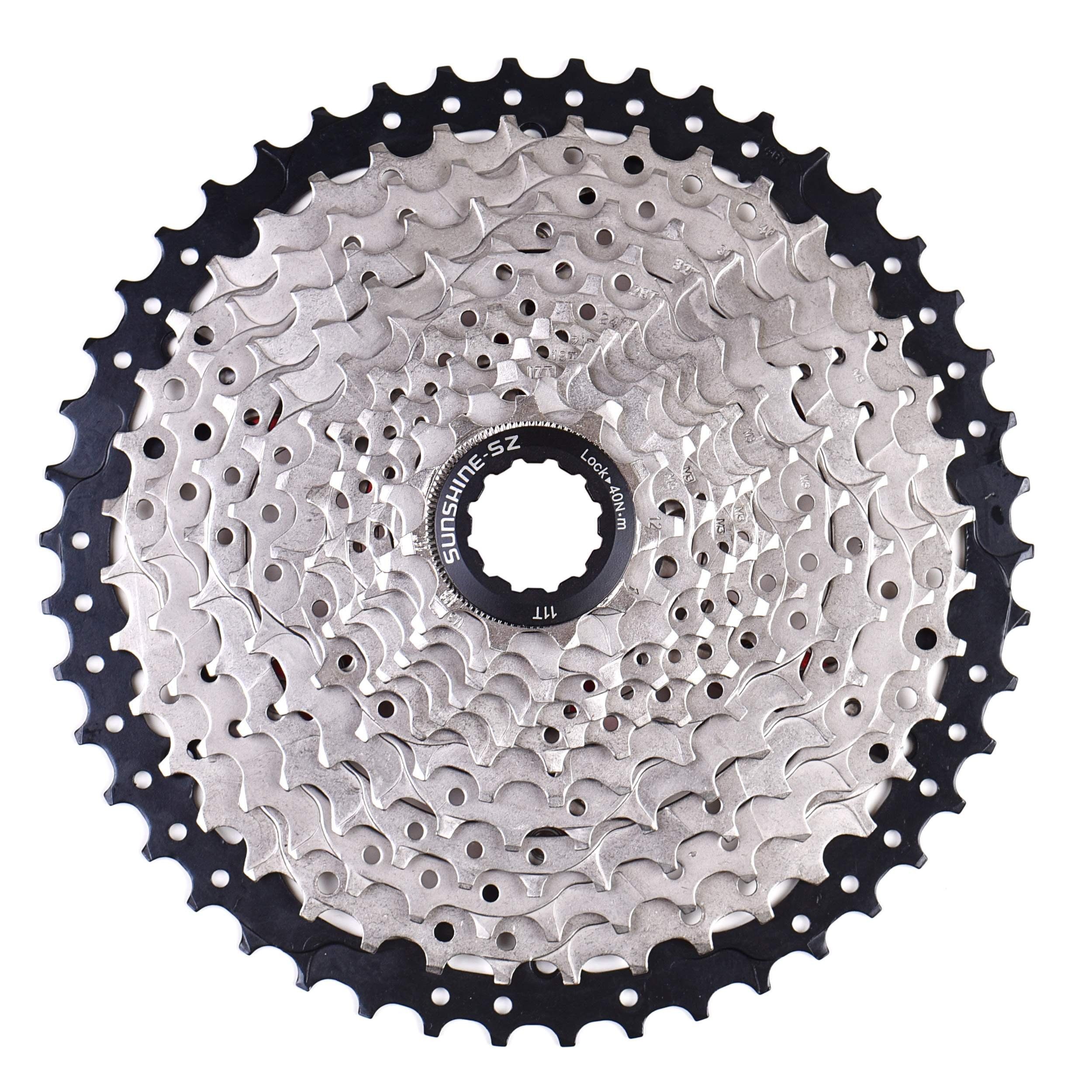 Кассета SUNSHINE HR12-46, 12 скоростей 11-46T, никелированная, на пауке, чёрная звезда Кассета SUNSHINE HR12-46, 12 скоростей 11-46T, никелированная, на пауке, чёрная звезда