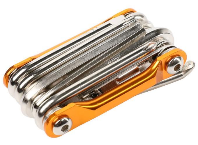 Мультитул велосипедный универсальный COMIRON TOOL 11в1, шестигранные крестовые плоские torx отвёртки, выжимка цепи, желтый Мультитул велосипедный универсальный COMIRON TOOL 11в1, шестигранные крестовые плоские torx отвёртки, выжимка цепи, желтый