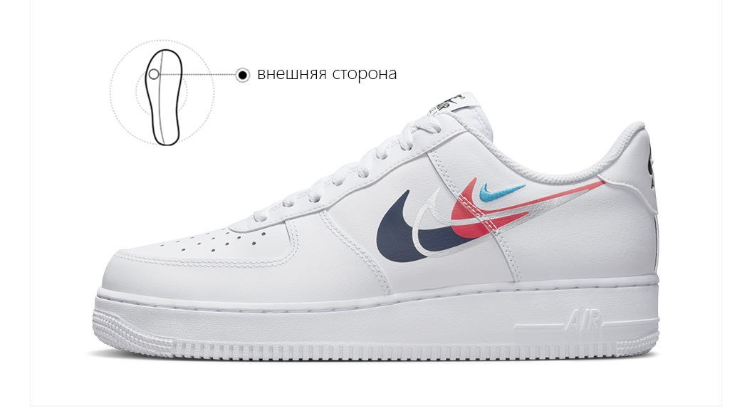 Air force 1 cheap blue and red swoosh