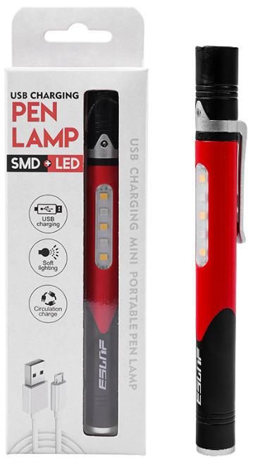 Фонарь универсальный COMIRON PEN RED; аккум: 260 mAh, USB