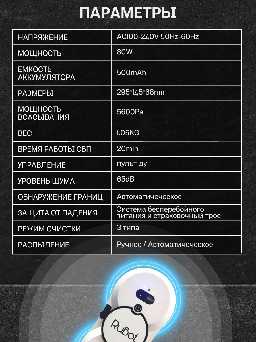 Робот для мойки окон RutBot Робот-мойщик Rubot_L200 - купить по ...