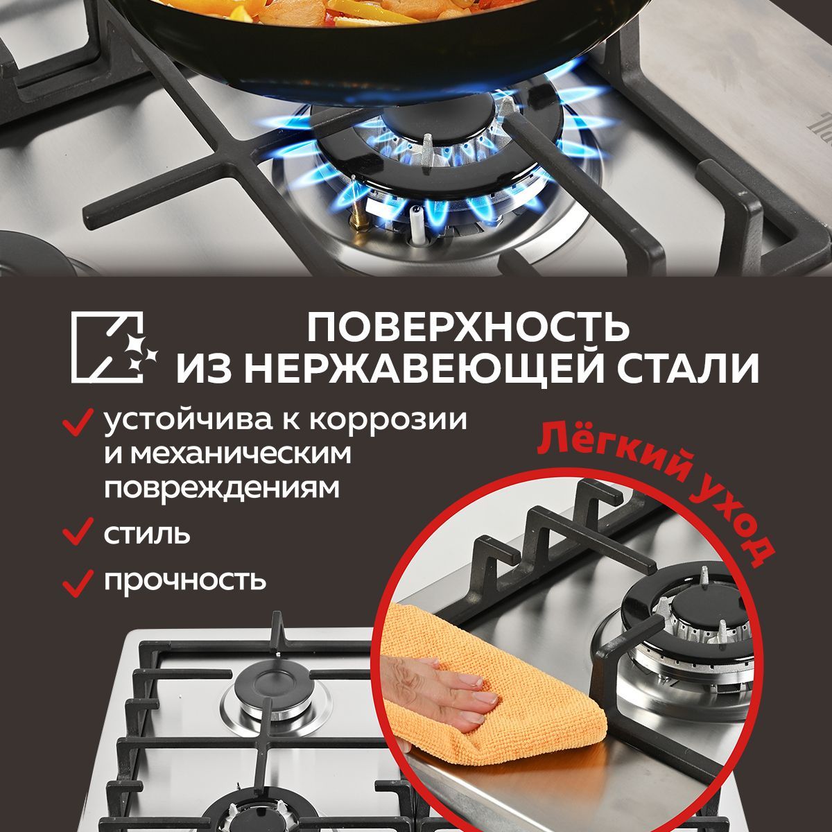 GFGRIL Варочная панель газовая встраиваемая GF-HBG154IN,60 см, FFD ...