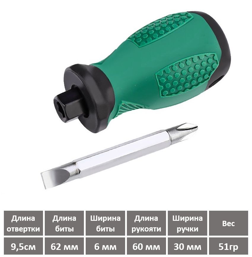 КомпактнаядвухсторонняяотверткаPH2,SL6.(1шт)