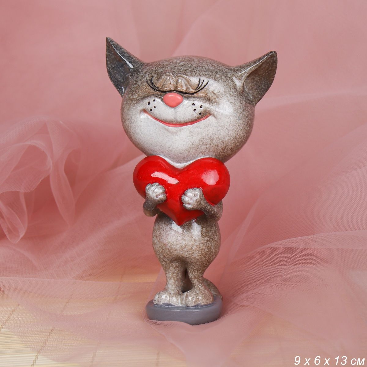 Статуэтка Кошка с сердцем, полистоун, 9 х 6 х 13 см — фото 3