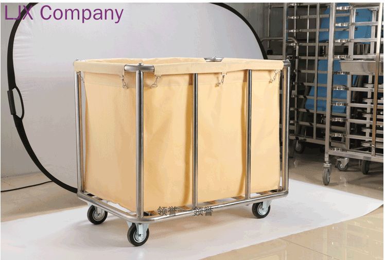 Усиленная нержавеющая тележка для гостиничного белья с конической ...