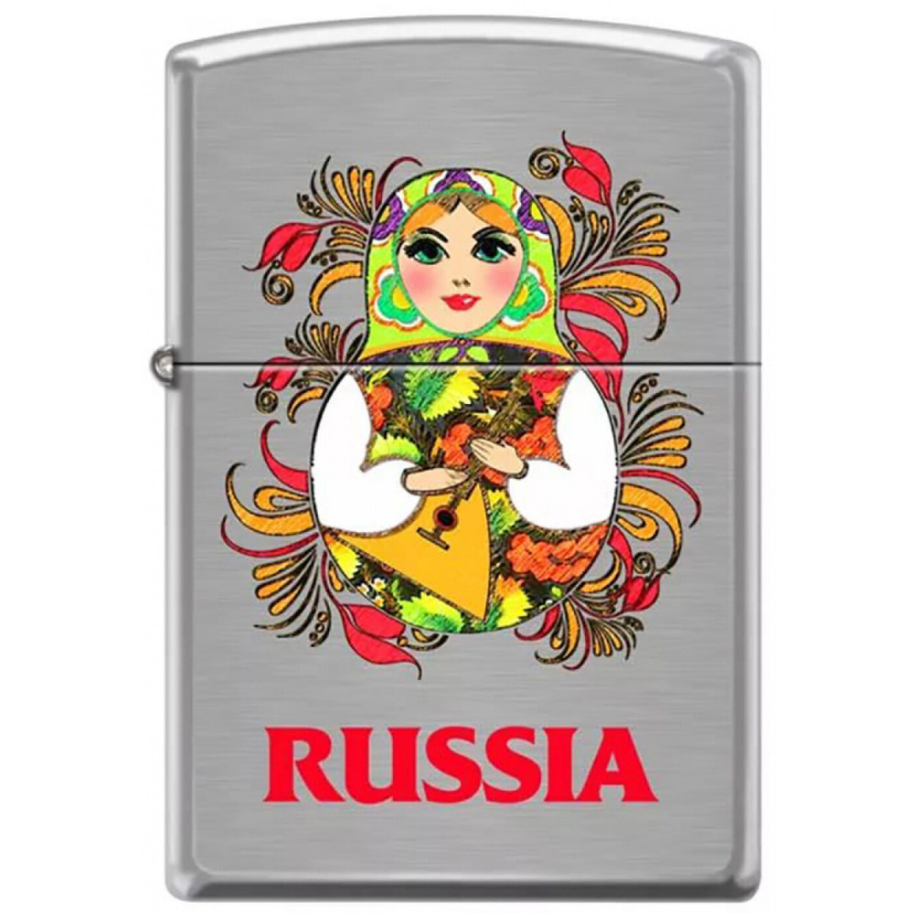 Зажигалка бензиновая ZIPPO Русская Матрёшка Brushed Chrome #1