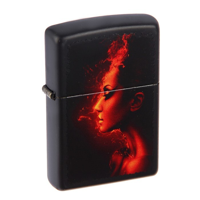 Зажигалка бензиновая ZIPPO Девушка-огонь Black Matte #1