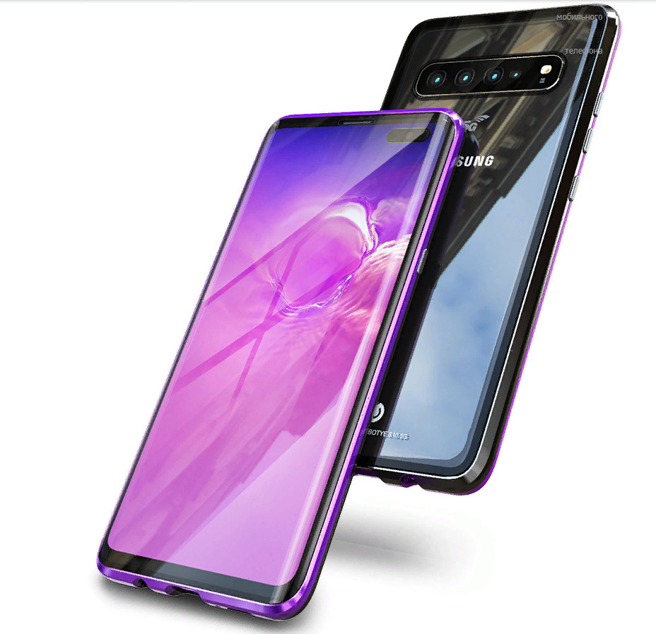 Чехол-бампер MyPads для Samsung Galaxy S10+ Plus SM-G975F магнитный из  закаленного стекла и металла с двухсторонней прозрачной крышкой  металлический защитный противоударный фиолетовый - купить с доставкой по  выгодным ценам в интернет-магазине OZON (