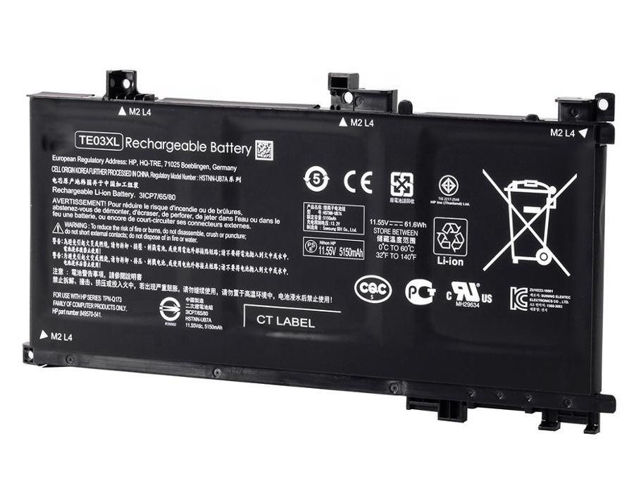 Аккумуляторная батарея для ноутбука HP (TE03XL, HSTNN-UB7A) HP Omen 15-ax, Pavilion 15-bc, 11.55V 5150mah #1
