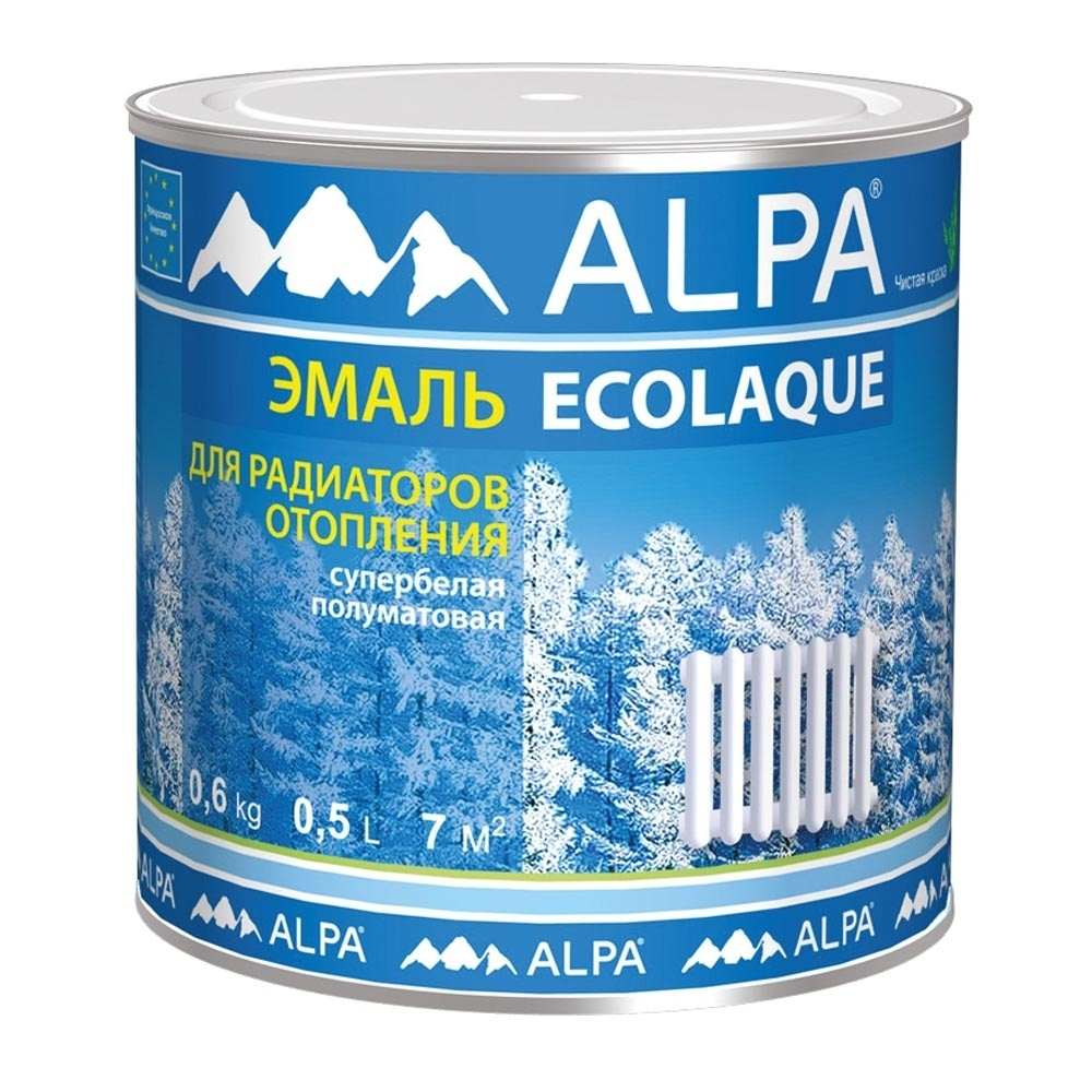 ALPA Эмаль, Сополимерная дисперсия, Полуматовое покрытие, 0.5 л, белый  #1