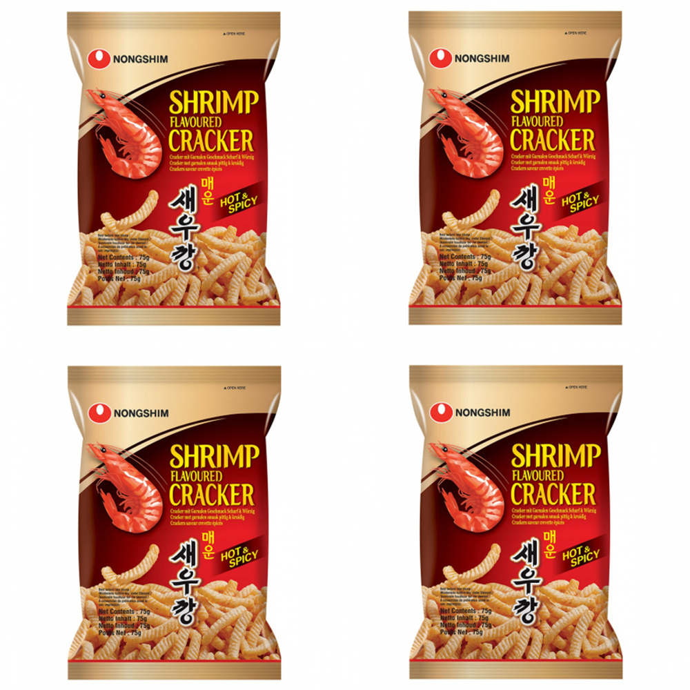 Чипсы креветочные острые Nongshim,(4 шт. по 75 г)