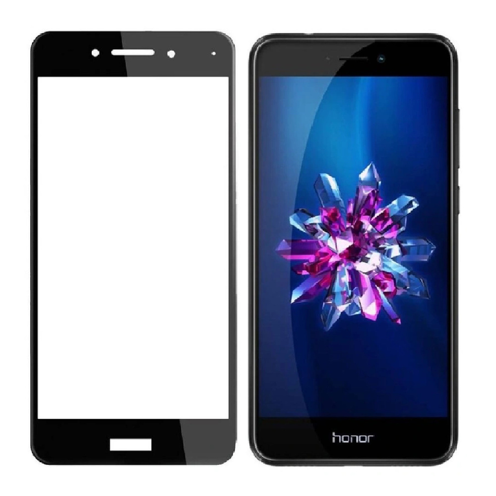 Защитное стекло для Huawei Honor 8 Lite c полным покрытием, черная рамка,  серия СТЕКЛОФФ Base - купить с доставкой по выгодным ценам в  интернет-магазине OZON (226646647)