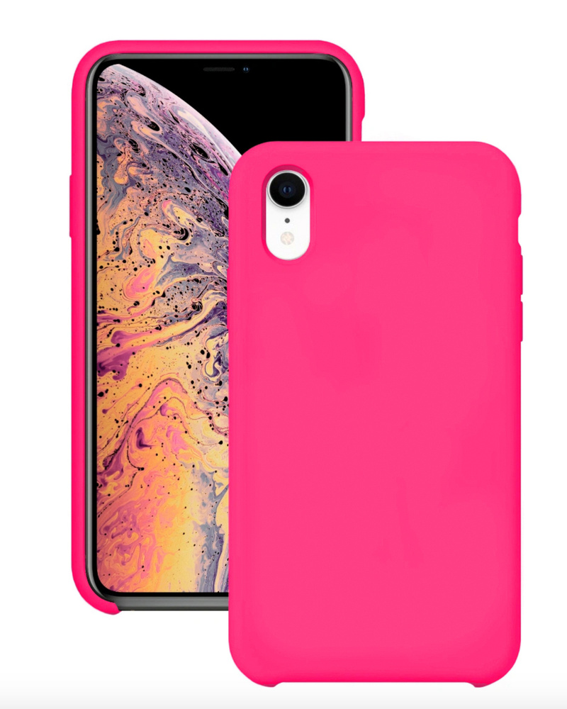 Силиконовый чехол для iPhone XR / Silicone Case DF на Айфон XR с  бархатистым покрытием внутри, Кислотный розовый - купить с доставкой по  выгодным ценам в интернет-магазине OZON (242182182)