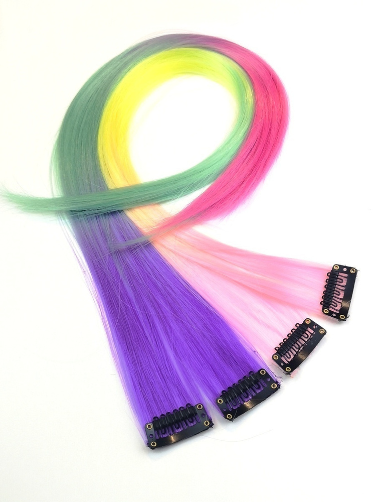 Волосы и заколки Цветные пряди,набор 4шт - купить по низкой цене в ...