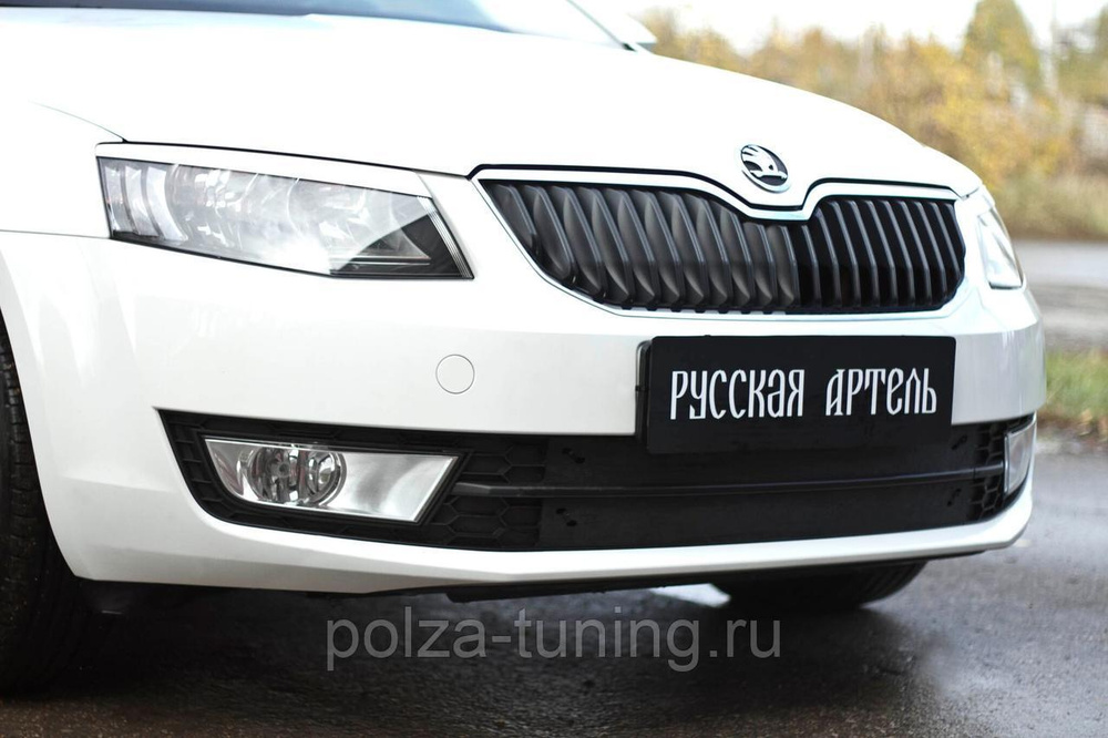 Зимняя заглушка решетки переднего бампера Skoda Octavia (лифтбек) 2014 -2020  #1