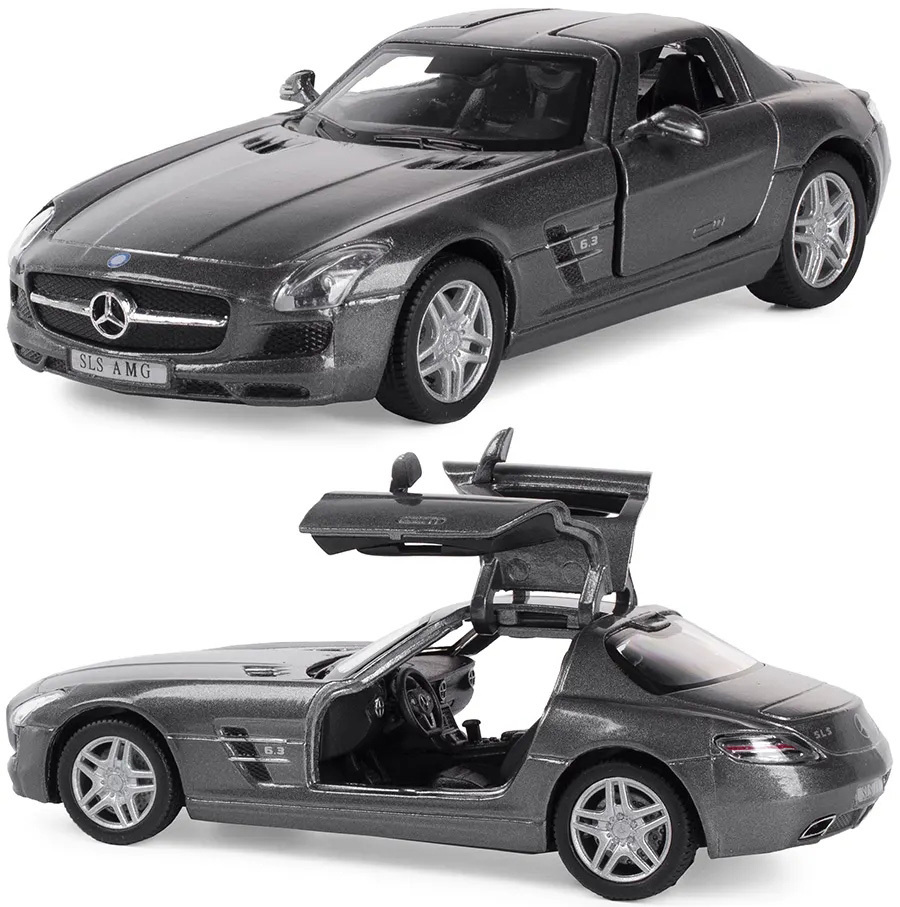 Машинка металлическая Kinsmart 1:36 Mercedes-Benz SLS AMG 5349DKT инерционная, двери открываются / Серый #1