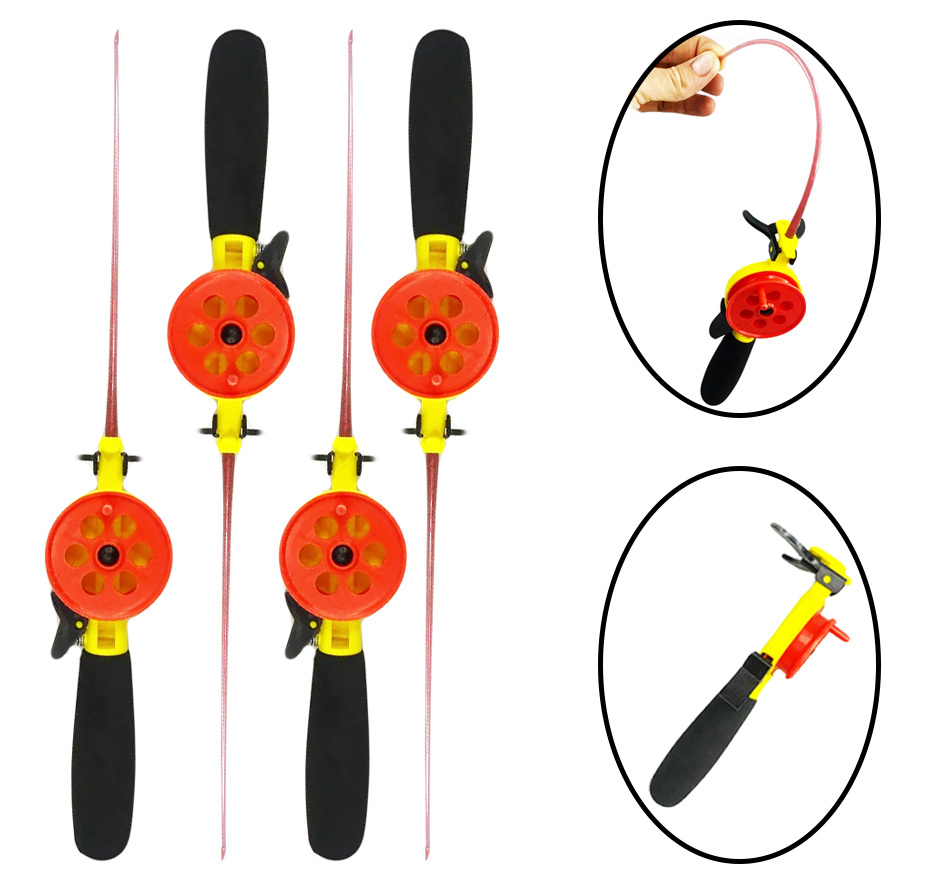 Набор складных удочек для зимней рыбалки 4 шт красный #1