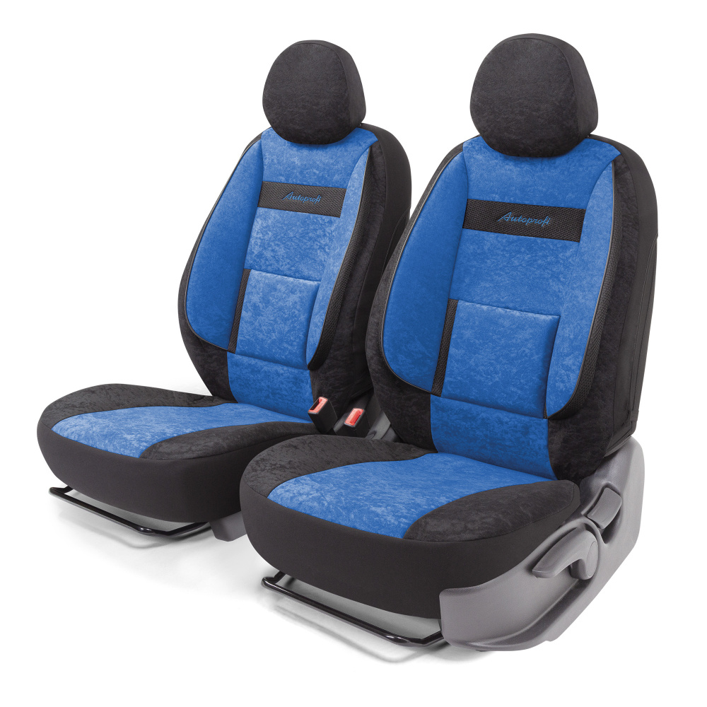 Получехлы на передние сиденья AUTOPROFI COM-0405 BK/BL COMFORT, велюр, 5 мм  поролон, 3D крой, поясничный упор, 4 пред., чёрный/синий - купить с  доставкой по выгодным ценам в интернет-магазине OZON (366278393)