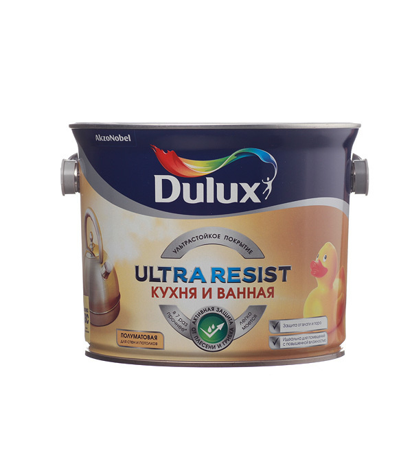 Краска латексная Dulux Ultra Resist кухня и ванная моющаяся бесцветная основа BC 2,3 л  #1