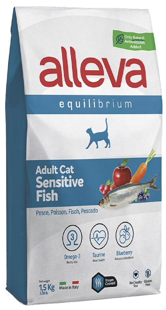 Сухой корм ALLEVA EQUILIBRIUM SENSITIVE FISH ADULT CAT, для взрослых кошек с чувствительным пищеварением, #1