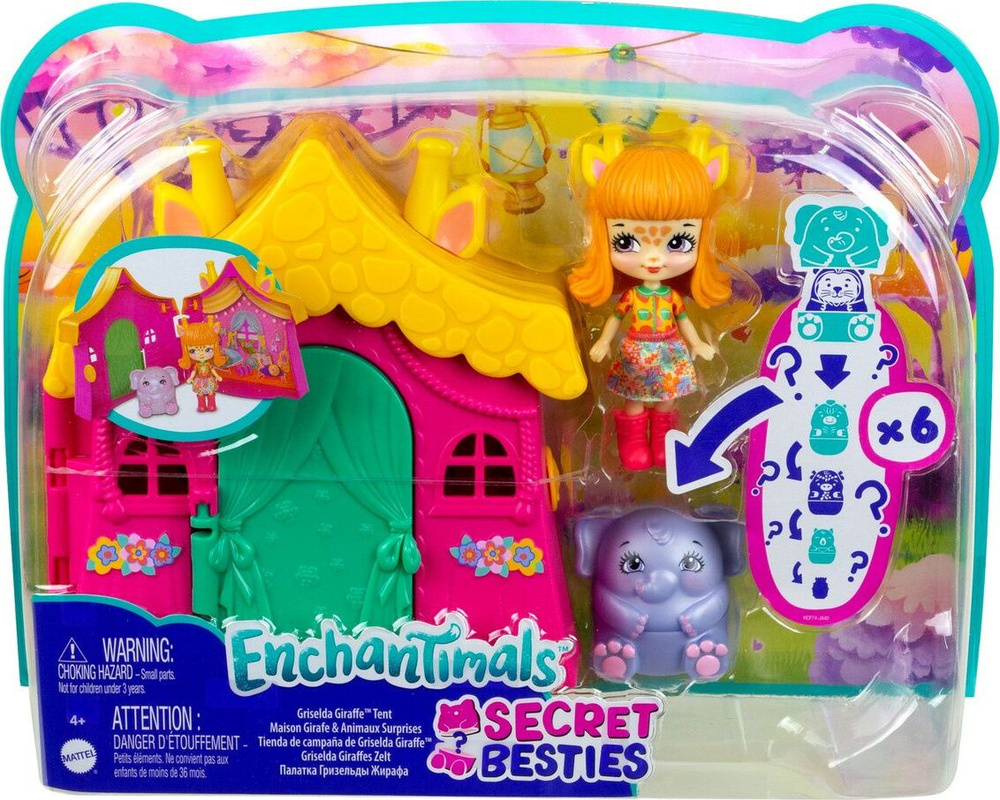 Кукольный домик Mattel Enchantimals Домик-сюрприз Гризельды Жираффи, с  куклой и аксессуарами, HCF74