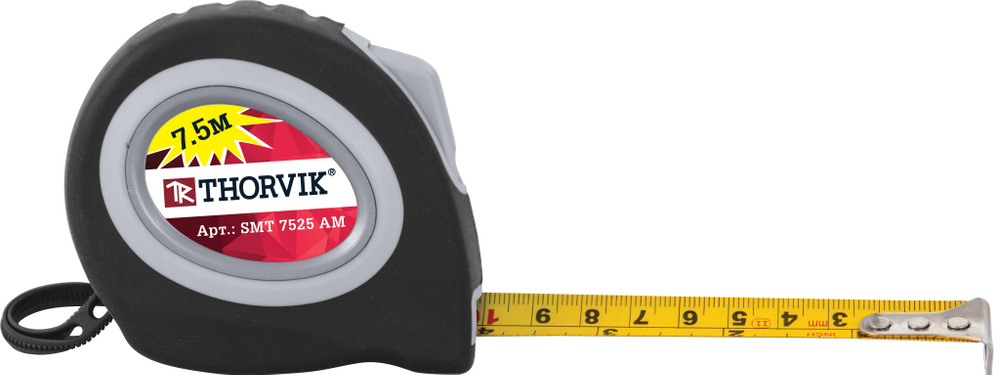 SMT7525AM Рулетка с магнитным захватом и автостопом, в обрезиненном корпусе, 7.5 м, Thorvik #1