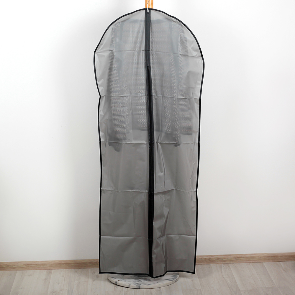 Чехол для хранения и переноски одежды на молнии, плотный, PEVA, цвет серый, размер 61х137 см  #1