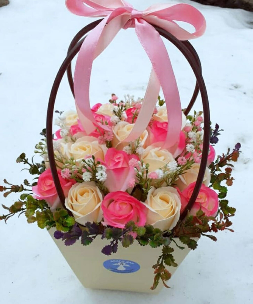 Букет из мыльных роз - цветы из мыла: подарок на день рождения девушке,  маме, подруге женщине, любимой жене, сестре, учителю воспитателю, бабушке -  купить с доставкой по выгодным ценам в интернет-магазине OZON (552943190)